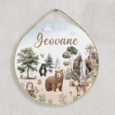 Porta Maternidade Personalizado safari animais floresta infantil - PM723