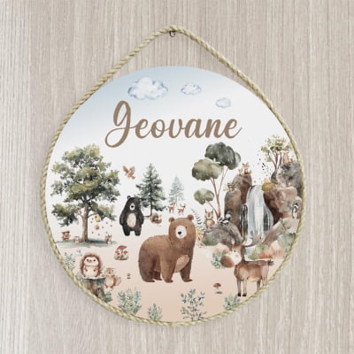 Porta Maternidade Personalizado safari animais floresta infantil - PM723