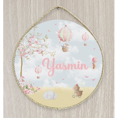 Porta Maternidade Safari Floral Balão Mdf Personalizado Pm48