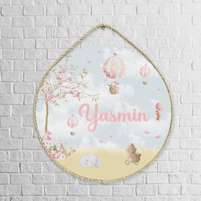 Porta Maternidade Safari Floral Balão árvore rosas ursinho Mdf Personalizado Pm48