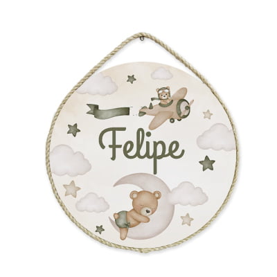 Porta Maternidade Ursinho Balão Menino Personalizado Infantil - PM503