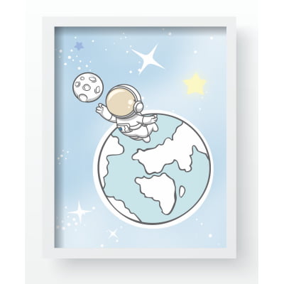 Quadro Decorativo Infantil Astronauta no Espaço QD463