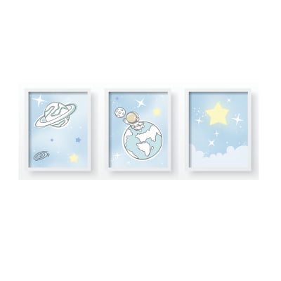 Quadro Decorativo Infantil astronauta no espaço QD463