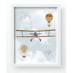 Quadro Decorativo Infantil de parede Aviões e Balões Vintage