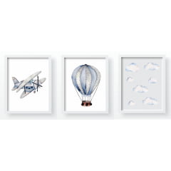 Quadro Decorativo Infantil Balões e Aviões - QD07