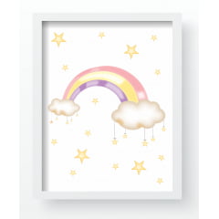 Quadro Decorativo Infantil Baby Elefantinho Arco iris Nuvens Papel de parede  infantil, Enxovais para Bebê, Kits Berço, Kit Cama, faixa decorativa, régua do crescimento, quadros decorativos infantil.