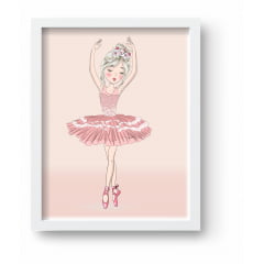 Quadro Decorativo Infantil Bailarina Rosa - QD27 Papel de parede  infantil, Enxovais para Bebê, Kits Berço, Kit Cama, faixa decorativa, régua do crescimento, quadros decorativos infantil.