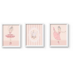 Quadro Decorativo Infantil Bailarina Rosa - QD27 Papel de parede  infantil, Enxovais para Bebê, Kits Berço, Kit Cama, faixa decorativa, régua do crescimento, quadros decorativos infantil.