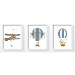 Quadro Decorativo Infantil de parede Aviador e Balões