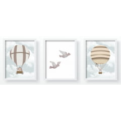 Quadro Decorativo Infantil Baloes Avioes Menino Aviador