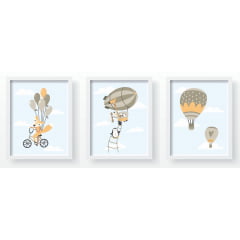 Quadro Decorativo Infantil Safari Animais Baloeiros 