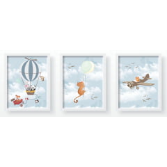 Quadro Decorativo Infantil de parede Safari com Aviões