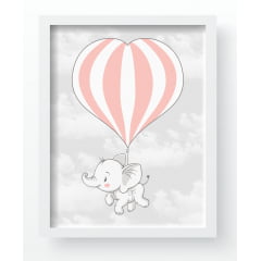 Quadro Decorativo Infantil de parede Elefantinhos Rosa