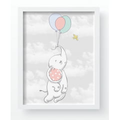 Quadro Decorativo Infantil de parede Elefantinhos Rosa