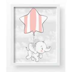 Quadro Decorativo Infantil de parede Elefantinhos Rosa