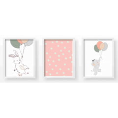 Quadro Decorativo Infantil Elefantinho Baloes  Animais