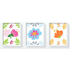 Quadro Decorativo Infantil  Floral com Flores Lúdicas - QD175