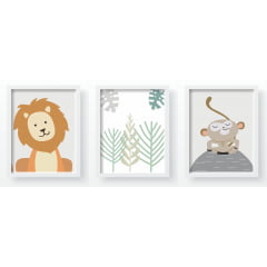 Quadro Decorativo Infantil Floresta Safari Bebe Papel de parede  infantil, Enxovais para Bebê, Kits Berço, Kit Cama, faixa decorativa, régua do crescimento, quadros decorativos infantil.