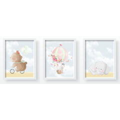 Quadro Decorativo Infantil Safári Baby Arvore Balões - QD48