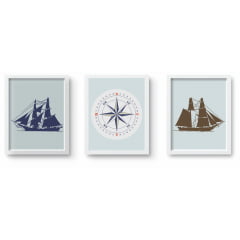 Quadro Decorativo Infantil Mapa Mundi Navios