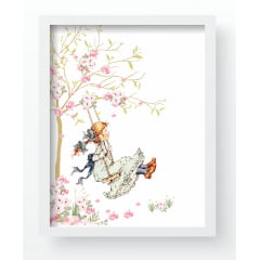 Quadro Decorativo Infantil de parede Menina Floral