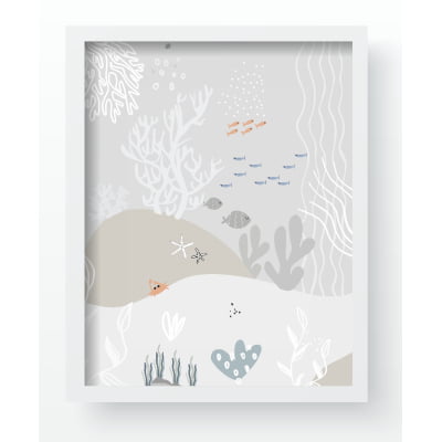 Quadro Decorativo Infantil  Fundo do Mar Azul 