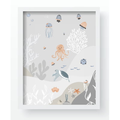 Quadro Decorativo Infantil  Fundo do Mar Azul 