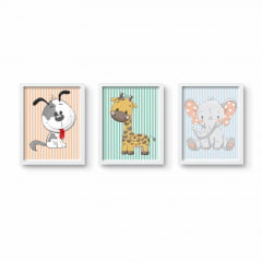 Quadro Decorativo Infantil Safari Azul Menino