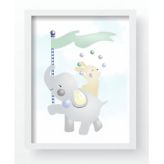 Quadro Decorativo Infantil Safari Animais  Musical Azul Papel de parede  infantil, Enxovais para Bebê, Kits Berço, Kit Cama, faixa decorativa, régua do crescimento, quadros decorativos infantil.