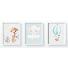 Quadro Decorativo Infantil Safari Animais Cachorrinhos Baby - QD23