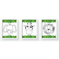 Quadro Decorativo Infantil Safari Verde Folhagem - QD99