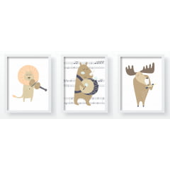 Quadro Decorativo Infantil Safari Musical Papel de parede  infantil, Enxovais para Bebê, Kits Berço, Kit Cama, faixa decorativa, régua do crescimento, quadros decorativos infantil.