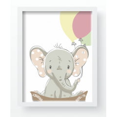 Quadro Decorativo Infantil de parede Safari Flores e Balões