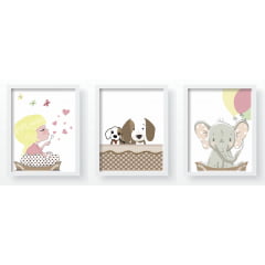 Quadro Decorativo Infantil Safari Flores e Balões - QD82