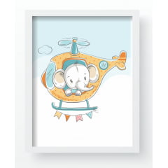 Quadro Decorativo Infantil Ursinho Elefantinho Helicóptero Papel de parede  infantil, Enxovais para Bebê, Kits Berço, Kit Cama, faixa decorativa, régua do crescimento, quadros decorativos infantil.