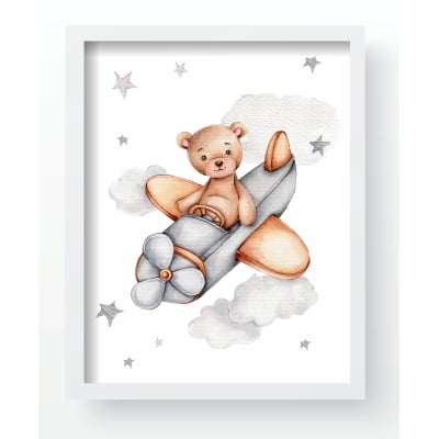 Quadro Decorativo Infantil Ursinho nas núvens QD447