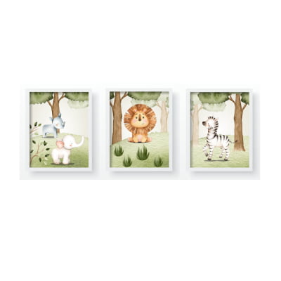 Quadros Decorativo Safari Animais Florestinha Infantil Qd479