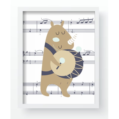 Quadros Decorativo Safari Animais Musicais Instrumentos Coloridas Infantil Qd24