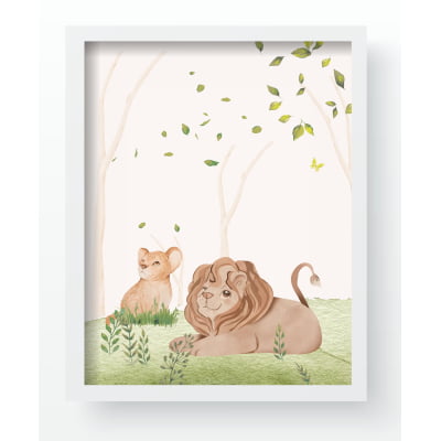 Quadros Decorativos Safari  animais floresta árvore Quarto infantil bebê- QD541