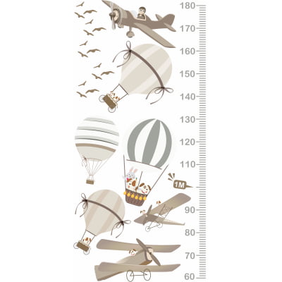 Régua De Crescimento Infantil Aviões Baloes