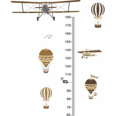 Régua do Crescimento Infantil Aviões e Balões Vintage
