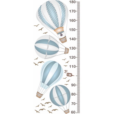 Régua do Crescimento Infantil Balões Azuis