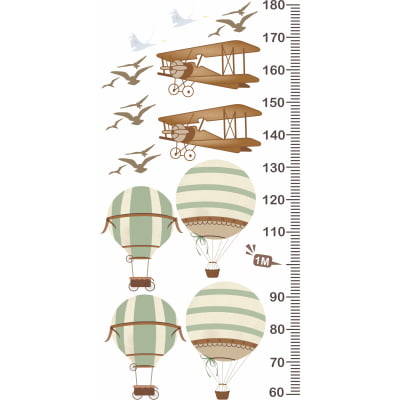 Régua do Crescimento Infantil Balões e Aviadores