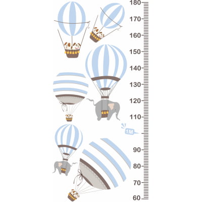 Régua do Crescimento Infantil Safári Balões nas Nuvens