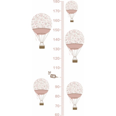 Régua do Crescimento Balões Rosa Infantil