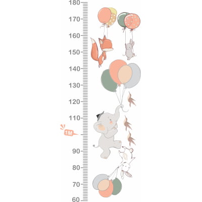 Régua do Crescimento Infantil Elefante no Balão