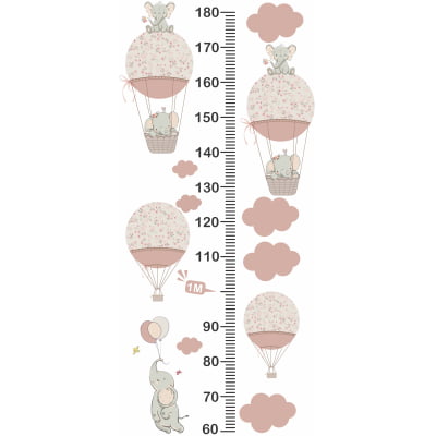 Régua do Crescimento Infantil Elefantinha Floral