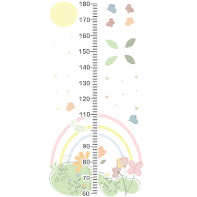 Régua do Crescimento Infantil floral arco-íris borboletinha - RG605