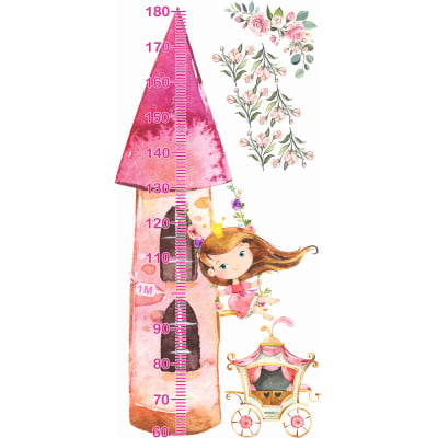 Régua de Crescimento Infantil Princesa no Balanço com Flores – Decoração Delicada e Encantadora
