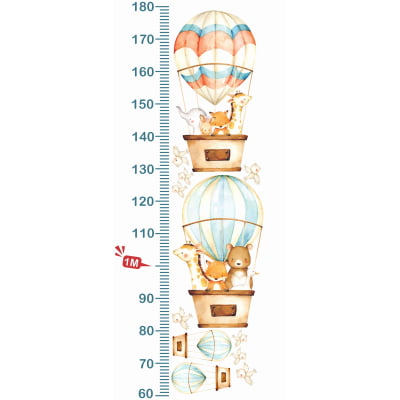Régua do Crescimento Infantil Safári Balões Aquarela